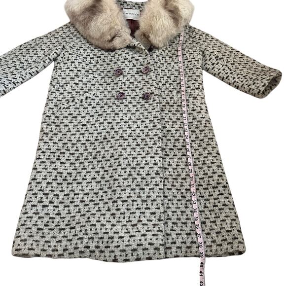 1950s Union Made Jeshiva New York Wool Tweed Coat Fur Collar Davison’s Vintage - Picture 3 of 13